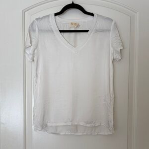 Nation LTD Classic White Silk V-Neck Tee